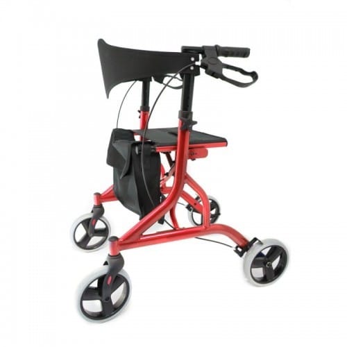 Z-Tec Falcon Lightweight Folding Rollator In Red - Image 2